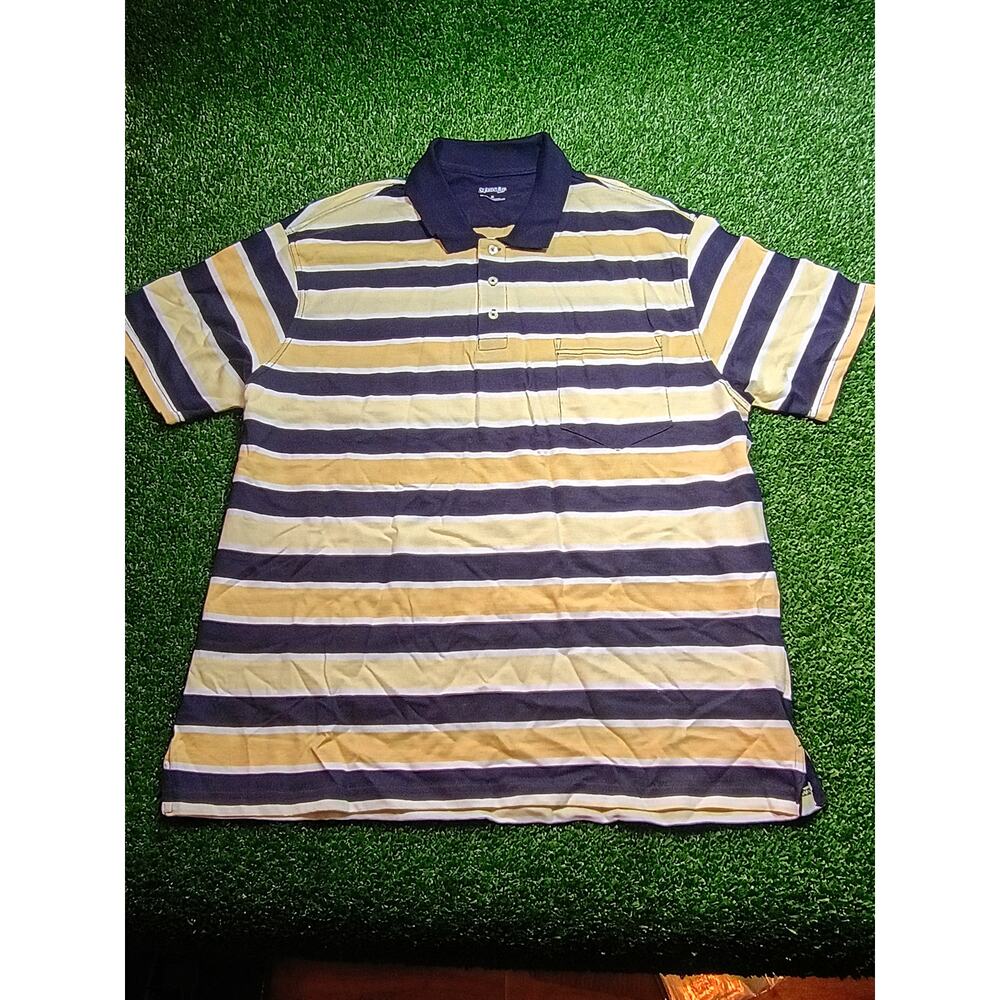 St. John's Bay Men's XL Yellow and Navy Blue Polo Shirt
